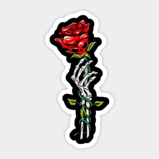 Skull Rose and Skeleton Hand Sticker